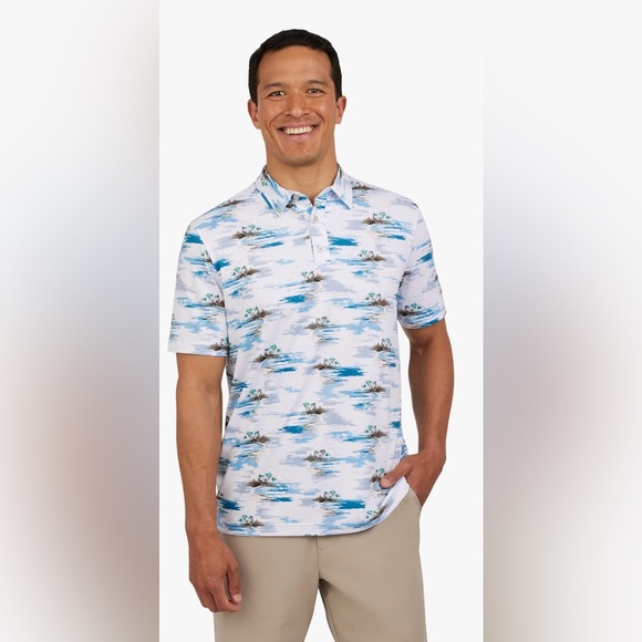 Chaps Men's & Big Men's Everyday Performance Golf Polo Beach Print Size 3XL - Picture 1 of 6